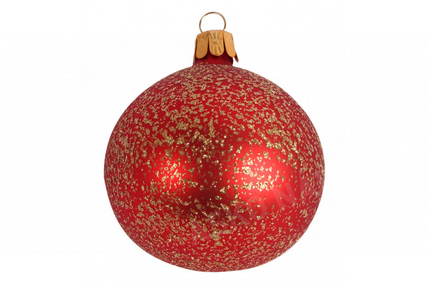 Vianočná ozdoba sklenená guľa 7 cm, červená s trblietavými kryštálikmi