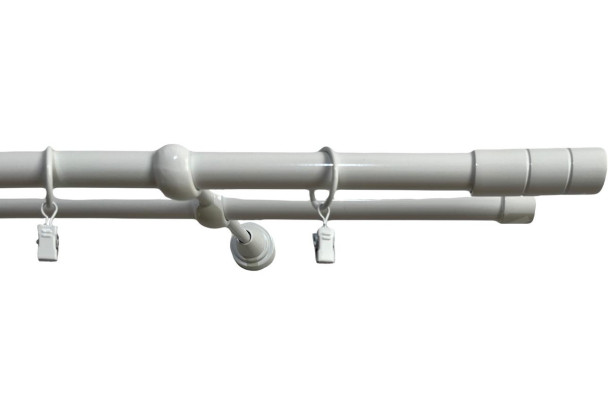 Garniža dvojradová s krúžkami Timo 240 cm, biela lesklá