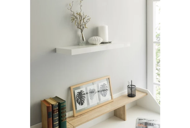 Polica na stenu Shelvy 60 cm, biela lesk