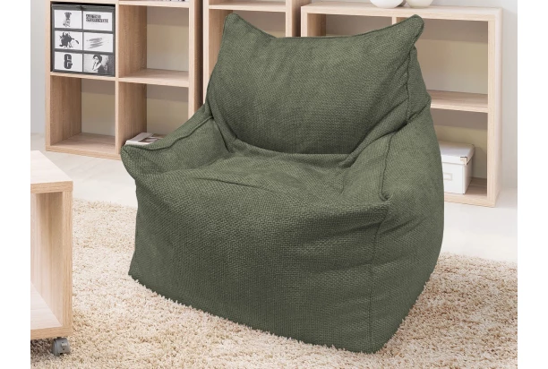 Sedací vak Norvik, olivovo zelená štruktúrovaná tkanina