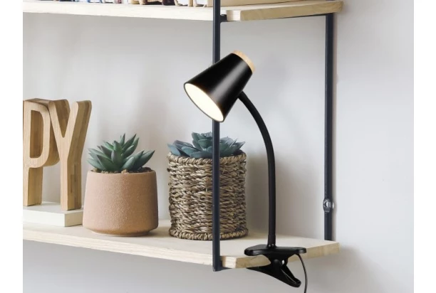 Čítacia lampička so štipcom LED Pongo, čierna