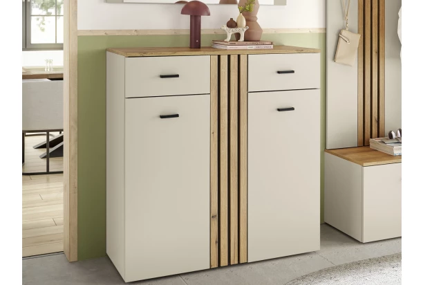 Skrinka s policami/botník Lima, béžová kašmír/dub evoke