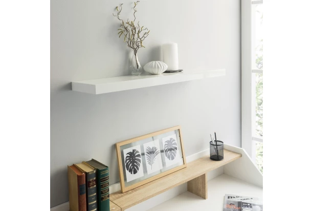 Polica na stenu Shelvy 80 cm, biela lesk