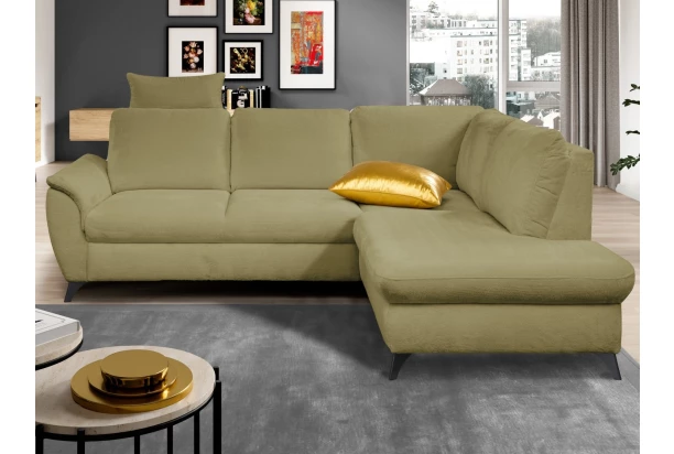 Rohová sedací souprava Geneva, svetlo zelená látka, pravý roh