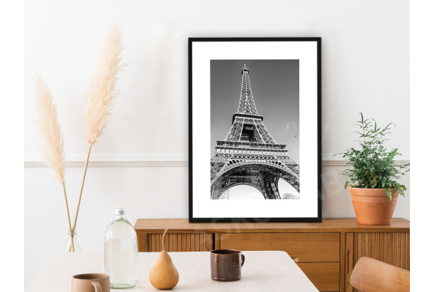 Rámovaný obraz Eiffelova veža  50x70 cm, čiernobiely