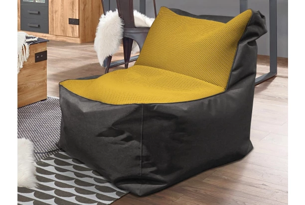 Sedací vak Carole, čierna látka/horčicovo žltá tkanina