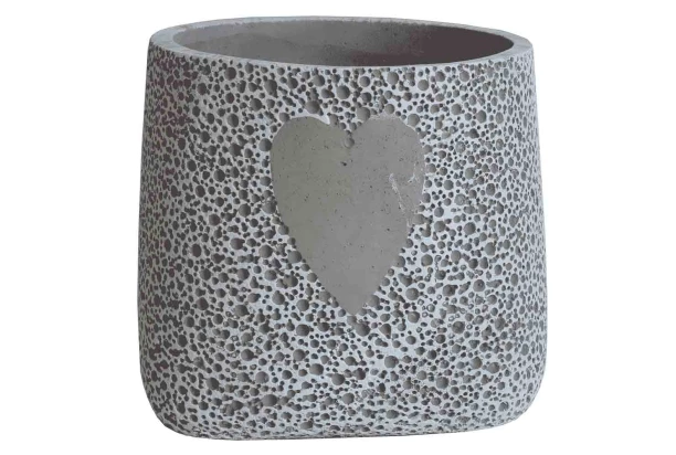 Kvetináč motív srdca 16 cm, cement