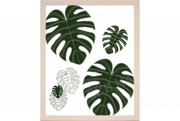 Zarámovaný obraz Tropické listy, 24x30 cm