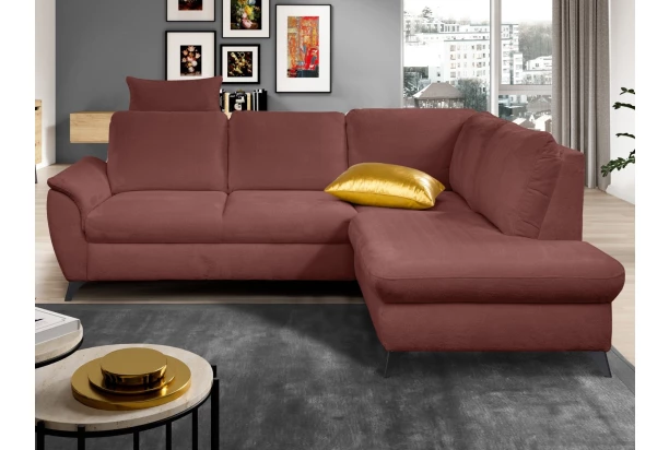 Rohová sedacia súprava Geneva, oranžovo-hnedá látka, pravý roh