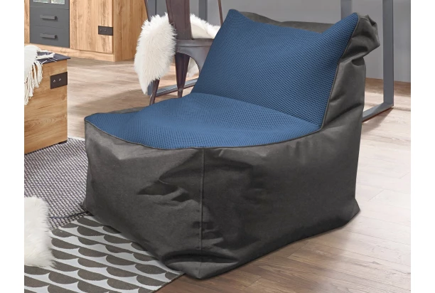 Sedací vak Carole, čierna látka/modrá tkanina