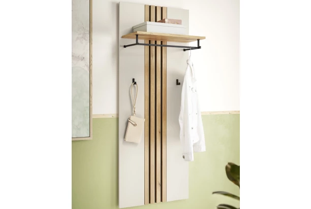 Šatníkový panel s poličkou Lima, béžový kašmír/dub evoke