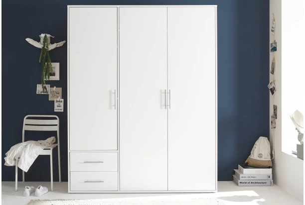 Šatníková skriňa Valencia, 155 cm, biela
