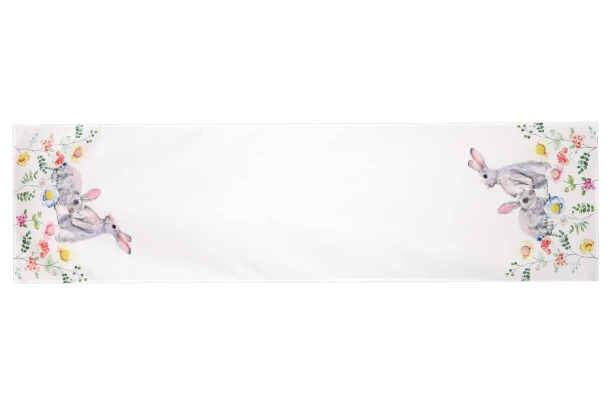 Behúň na stôl Veľkonočný motív - zajačikovia na lúke, 150x40 cm