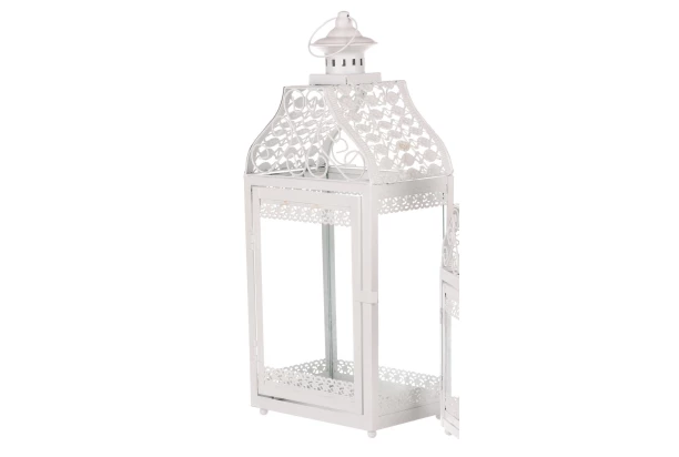 Kovový lampáš Mirja 50 cm, biela antik