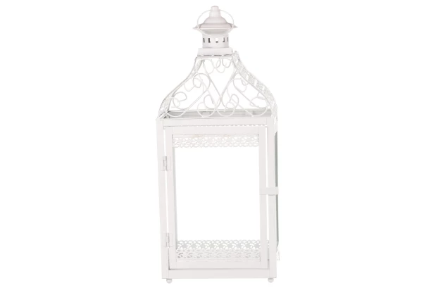 Kovový lampáš Mirja 50 cm, biela antik
