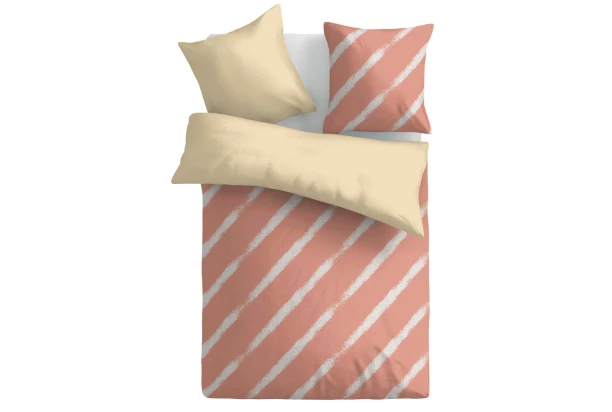 Obliečky Estella 140x200 cm, pruhované lososové, renforcé