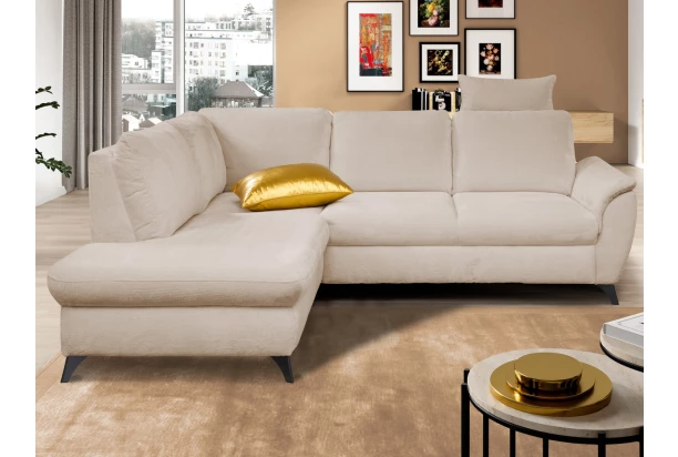 Rohová sedacia súuprava Geneva, svetlo béžová látka, ľavý roh