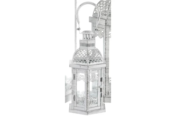 Kovový lampáš Aloha 28 cm, biela antik
