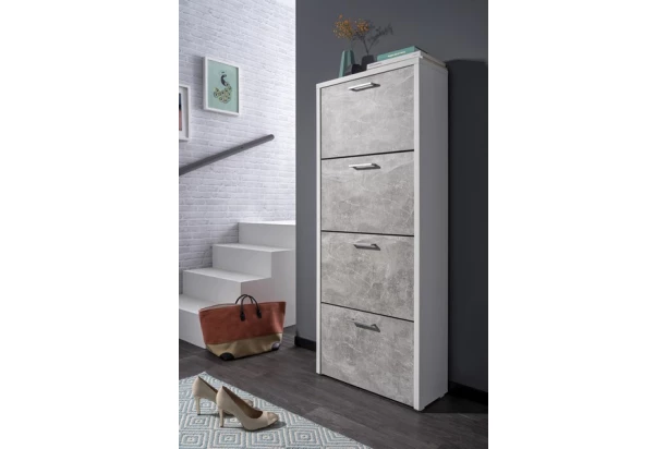 Botník Fulda, biely / šedý betón, výška 152 cm