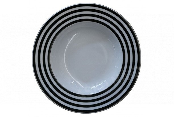Hlboký tanier 22 cm Basic Ringe, čierne prúžky