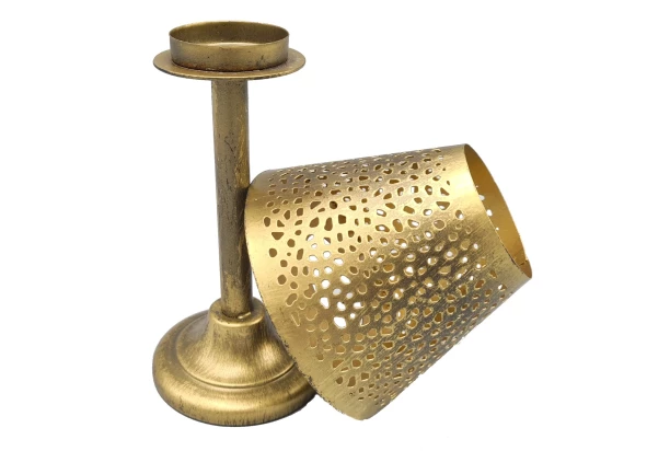 Dekoračný svietnik tvar lampa, medený
