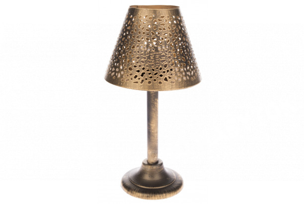 Dekoračný svietnik tvar lampa, medený
