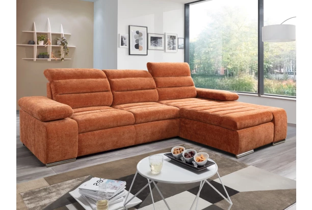 Rohová sedačka Kornelia, terakota štruktúrovaná tkanina, pravý roh