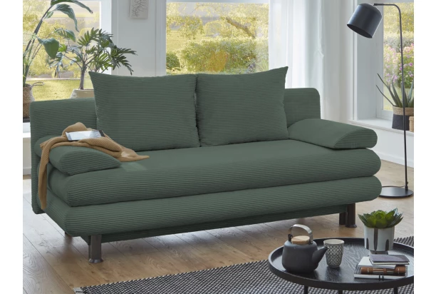 Rozkladacia pohovka Bert, fľaškovo zelená štruktúrovaná látka