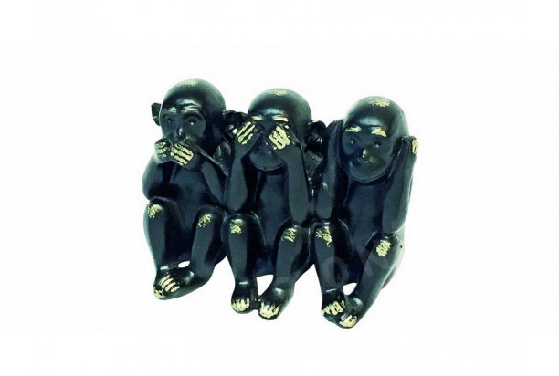 Dekoračná soška Tri opice, čierna/zlatá
