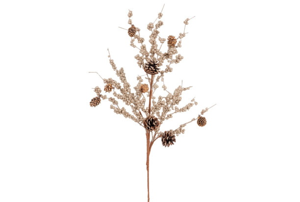 Umelá kvetina Vianočná vetva so šiškami, 60 cm