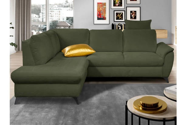 Rohová sedacia súprava Geneva, smaragdovo zelená látka, ľavý roh