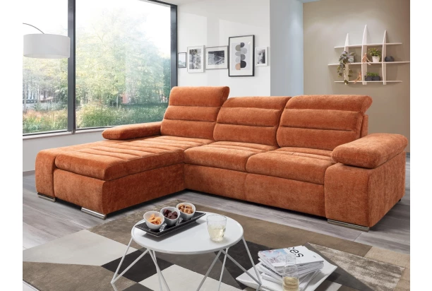 Rohová sedačka Kornelia, terakota štruktúrovaná tkanina, ľavý roh