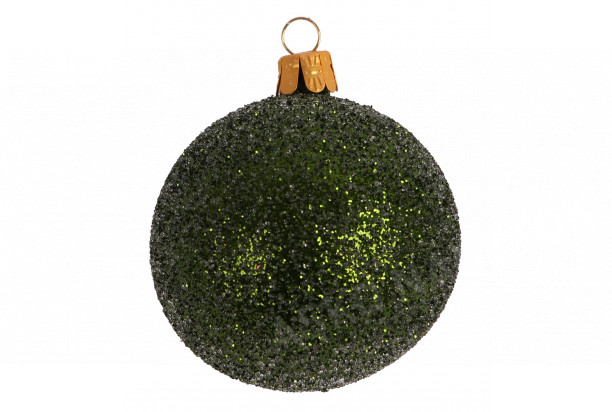Vianočná ozdoba sklenená guľa 7 cm, zelená trblietavá