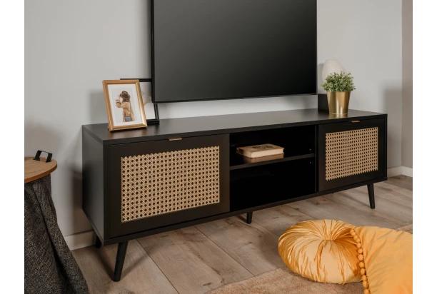 TV skrinka Vienna, čierna/výplet