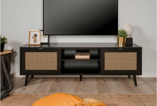 TV skrinka Vienna, čierna/výplet