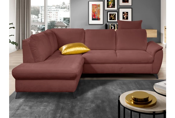 Rohová sedacia  súprava Geneva, oranžovo-hnedá látka, ľavý roh