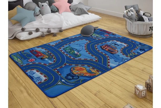 Koberec Autá 80x120 cm, modrý