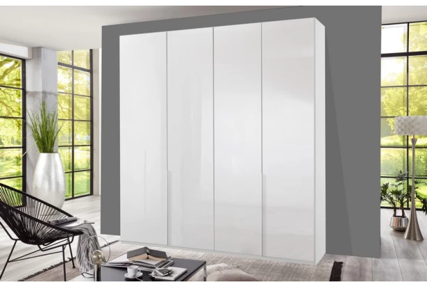 Šatníková skriňa New York D, 180 cm, biela / biely lesk