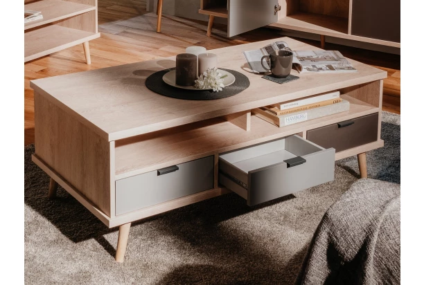 Konferenčný stolík so šuplíkmi Epik, dub/šedý