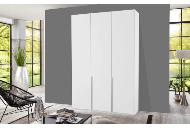 Šatníková skriňa New York D, 135 cm, biela / biely lesk