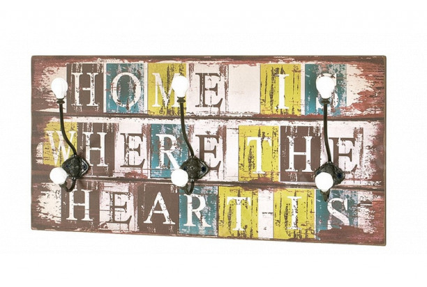 Nástenný vešiakový panel Home Heart Mini, vintage