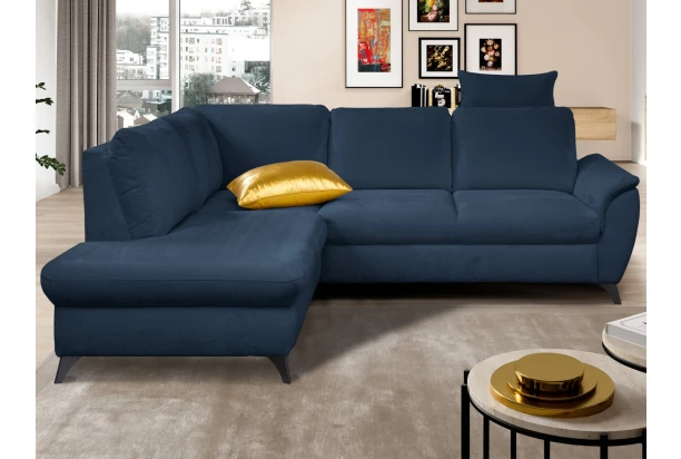 Rohová sedací souprava Geneva, oceánská modrá látka, ľavý roh