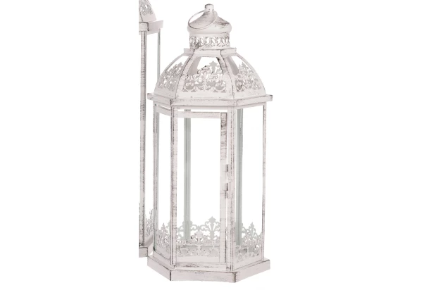 Kovový lampáš Ambia 49 cm, biela antik