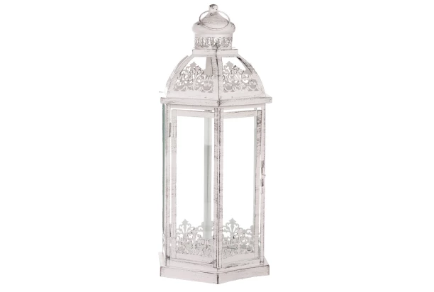 Kovový lampáš Ambia 49 cm, biela antik