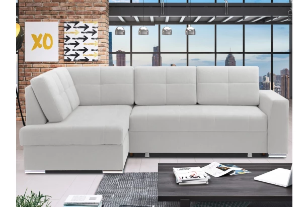 Rohová sedacia súprava Stilo, svetlo šedá látka, ľavý roh