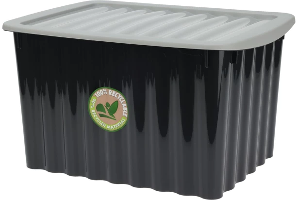 Úložný box s vekom 30x16 cm, čierny, recyklovatelný  plast