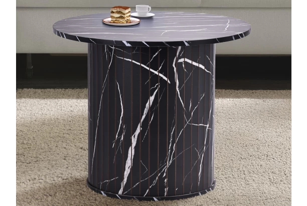 Okrúhly konferenčný stolík Treviso, 60 cm, čierny mramor