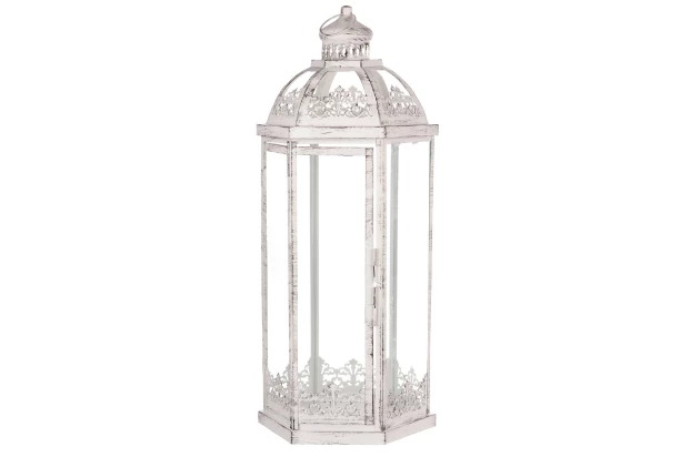 Kovový lampáš Ambia 63 cm, biela antik