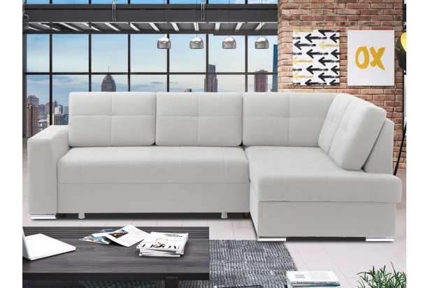 Rohová sedacia súprava Stilo, svetlo šedá látka, pravý roh