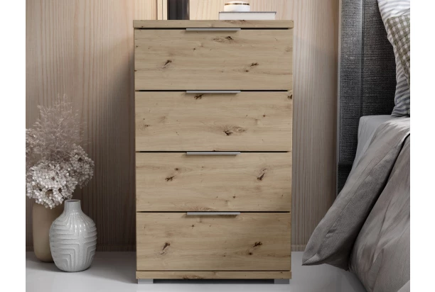 Nočný stolík/skrinka so 4 zásuvkami Smilla, výška 79 cm, dub artisan